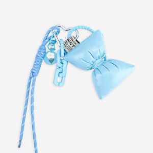 Charm dây họa tiết nơ chần bông xanh - CHM 0066 - Màu xanh dương