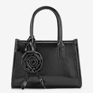 Túi mini xách tay nhấn charm hoa hồng - TOT 0227 - Màu đen